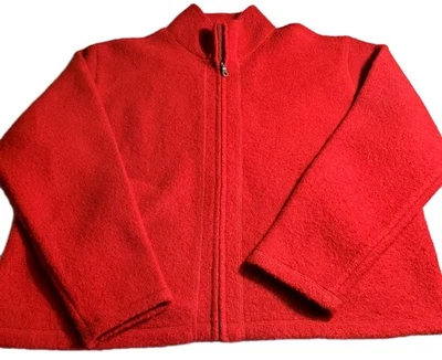 Винтажный Deane & белый женщин 100% шерсти кардиган куртка размер XL красный полный молнии Y2K - Изображение 1 из 4