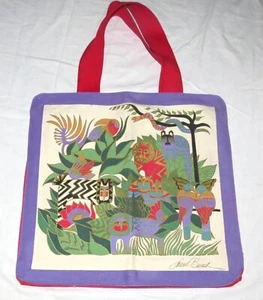 Bolso de Mano Laurel Burch Vintage 100% Algodón 15x15 ins Gatos y Pájaros y una Serpiente Excelente - Imagen 1 de 3