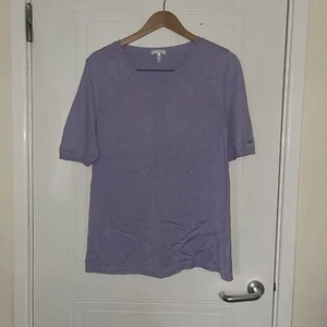 Escada Lilac Silk & Cashmere Luxe Stretch Light Short Sleeve Top Size 42 - Picture 1 of 7