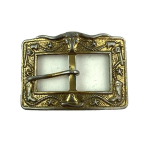 Hebilla de cinturón vintage para pistola Steer tono dorado muestra usar sin marca - Imagen 1 de 5