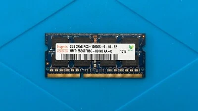 HYNIX 2GB SODIMM RAM DDR3 2Rx8 PC3-10600S-9-10-F2 | HMT125S6TFR8C-H9 - Immagine 1 di 4