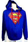 Vintage Superman DC Comics Hoodie Sweatshirt Herren mittel vorne Reißverschluss