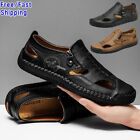 Fashion Mens Genuine Leather Sandals Casual Sport Beach Shoes Soft Home Slippers