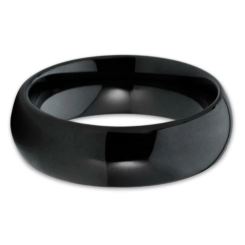 8mm Men's or Ladie's BLACK  Ceramic  Wedding ENGAGEMENT  Band Ring - Image 1 of 1