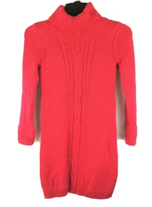 Girls GYMBOREE solid red cable knit cotton sweater dress 9 10 turtleneck thick - Picture 1 of 7