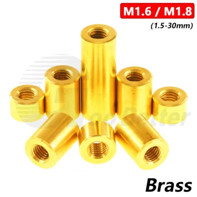 Brass M1.6 M1.8 Round Nuts Thread Sleeve Spacer Stud Connector Long Nut 1.5-30mm - Image 1 of 4
