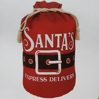 24" x 25" Canvas Santa Sack Gift Bag Craft Pillow Belt Buckle Express Delivery - Image 1 of 4
