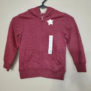 Boys Size 5 Full Zip Fleece Hoodie Sweatshirt Cabernet Maroon Jumping Beans Red - Picture 1 of 6
