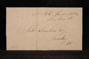 Vermont: Cubierta sin estampillas Peacham 1842, señora, director de correos gratis a Newbury - Imagen 1 de 4