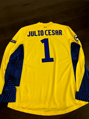 Maglia Inter match worn issued portiere indossata preparata Julio Cesar yellow - Immagine 1 di 4