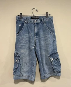 VTG Rocawear Jean Shorts Boys Size 16 Embroidered Pockets Stitched Logo - Picture 1 of 12
