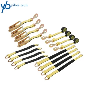 4 Pack Axle Straps Car Tie Down Straps With Snap Hook Tire Strap For Car Trailer - Foto 1 di 9