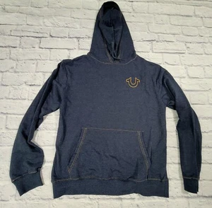 True Religion Hoodie Sweatshirt Pullover Navy Blue Embroidered Horseshoe Large - Picture 1 of 9