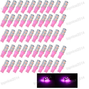 50x Car Pink LED 5050 9-SMD Wedge Light Bulb W5W 194 168 2825 158 192 - Picture 1 of 2