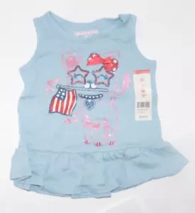 NEW KIDTOPIA Tank Top Shirt 2T Girls USA Cat Blue NWT NIP WA45 - Picture 1 of 1