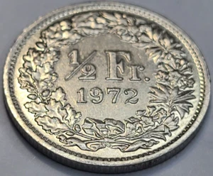 1972 SWITZERLAND 1/2 FRANC COIN (HIGH GRADE) KM# 23a US SELLER COMBINE SHIPPING - Picture 1 of 2