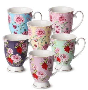BTaT 12 Unzen Blumen Tassen Porzellan Bone China 6er Set Kaffee & Tee 2024 - Bild 1 von 7