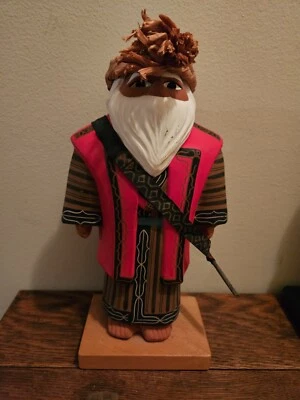 Vintage Samuri Japanese Mingei Folk Art Hakata Doll Indigenous Ainu Elder 11” - Image 1 of 4