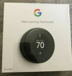 Full Kit SEALED! Google Nest 3rd Gen Learning Thermostat Mirror Black T3018US - Picture 1 of 1