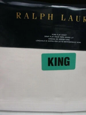 New Ralph Lauren CARY White Cotton Linen Flat Sheet - King - Image 1 of 4