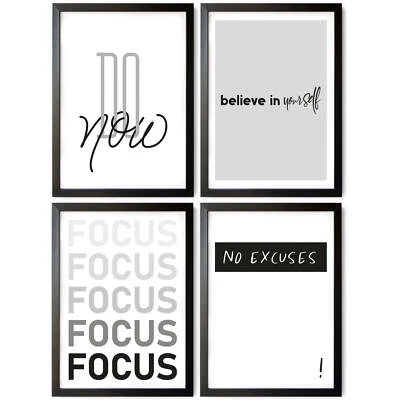 4er Poster Set Premium Bilder Motivation Spruch Kunstdruck Deko A4 Wandbild  - Bild 1 von 4