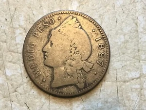1897A Republica Dominicana Medio Peso 12 1/2 Gr Rare 2 Silver & 1/4 # Coin Lot - Picture 1 of 6