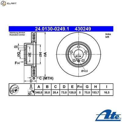 2x BRAKE DISC 24.0130-0249.1 FOR BMW X4/SUV/F26 N55B30A 3.0L 6cyl X4 SUV F26 - Image 1 of 4