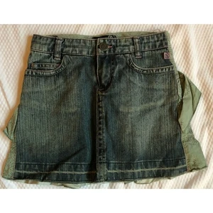 Jean Bourget Blue Denim Ruffle Back Skirt Girls Size 5 - Picture 1 of 10