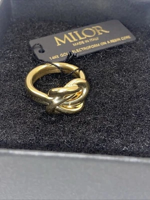 Anillo ancho de resina electroforma Milor Italia nudo de amor oro amarillo de 14K talla 7 Foto 1 de 4