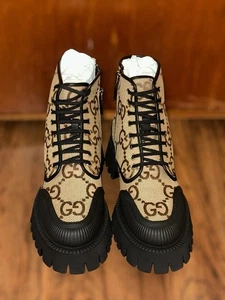 Mens GUCCI Maxi GG Lace Up Boots Camel 8.5/U.S. - Picture 1 of 6