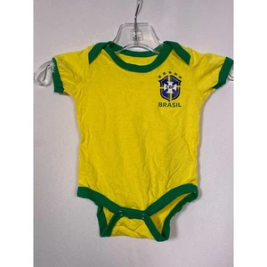 Brazil Soccer Yellow/Green Bodysuit Baby MEDIUM 3-6 Months - Picture 1 of 6