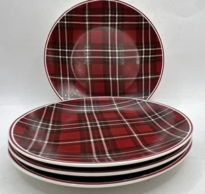 Holiday Plates Set, Christmas Decorations, Christmas Decor, Plaid Plate Set Of 4 - Picture 1 of 6