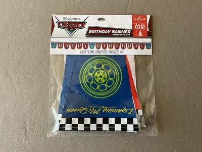 Banner de cumpleaños de Disney Cars por sello ~ 8,25 pies de largo, nuevo en paquete Foto 1 de 4