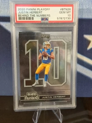 2020 Panini Playoff - Behind the Numbers Justin Herbert #BTN-26 (RC)GEM MINT 10! - Image 1 of 4
