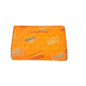 Michael Kors Jet Set Travel Medium Bifold Zip Coin Wallet Diner Pop Orange - Picture 1 of 7