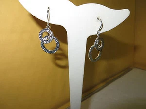 Elegantes pendientes colgantes de doble círculo grabados de 1 3/8 pulgadas 925 esterlina 3,5 gramos - Imagen 1 de 4