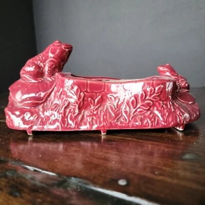 Cameron Pottery Rare pink - red Vintage Glazed Ceramic Frog Toad Flower Planter - Picture 1 of 19