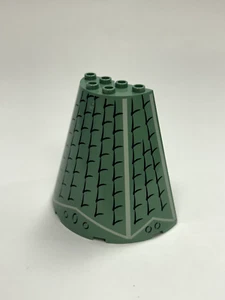 Lego Sand Green 8x4x6 Half Cone with Roof Shingles Pattern - Picture 1 of 1