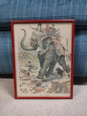 Vintage Judge Magazine? Benjamin Harrison President Illustration Tippecanoe Rare - Image 1 of 4