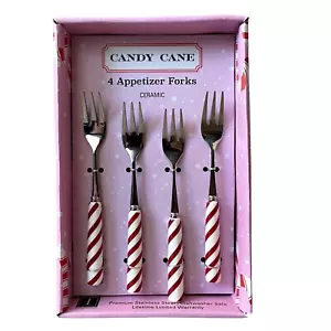 Christmas Candy Cane Peppermint Appetizer Forks Set of 4 - Picture 1 of 15