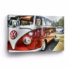 Impression photo sur toile art mural VW Classic Vintage voiture bus camping-car Volkswagen VWH19