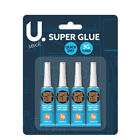 4x Super Glue 3g suitable for plastics, metal, rubber, leather, glass & ceramics