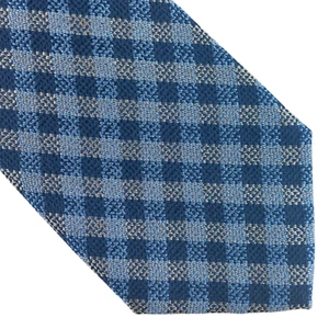 Blue and Gray 100% Silk Handmade Men's Tie Bloomingdale's Plaids and Check NWT - Picture 1 of 6