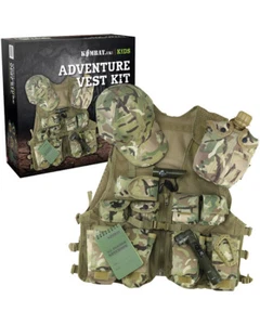 Kombat UK Kids Adventure Vest Set BTP Junior Army Military Camouflage - Picture 1 of 3