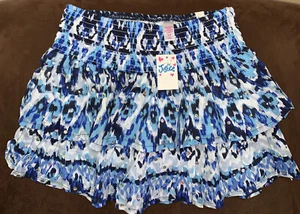 JUSTICE SKORT BLUE DESIGN SIZE 14 SHIMMERING SPARKLE FLOWY TIERS SUPER CUTE!! - Picture 1 of 3