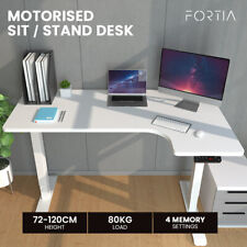 L-Shape Standing Desk Sit Stand Up Superior Adjustable 2 Motors Height 80KG Load