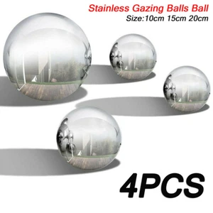 4x Gazing Balls Mirror Garden Spheres Stainless Steel Fence Christmas decor - Picture 1 of 11