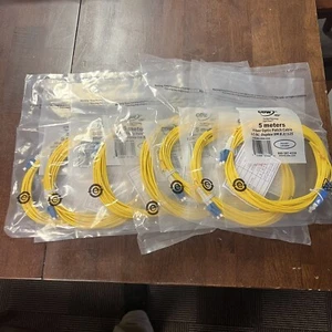 7 Lot-5m LC to SC Duplex Single Mode 8.3/125 Fiber Optic Optical Patch Cable 16’ - Picture 1 of 2
