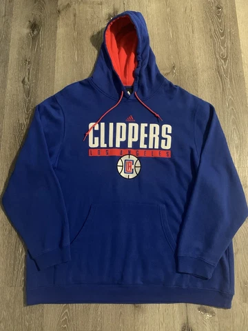 ADIDAS Mens 2XL L.A Clippers NBA Hoodie Fleece Sweatshirt Pullover Embroidered Cover