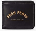 FRED PERRY ARCH BRANDED BILLFOLD WALLET L1258 102 BLACK NEW WITH TAGS & DUST BAG